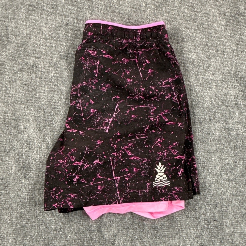 Chubbies Performance Shorts Mens Small 5.5 Black Pink Lined Training Athletic